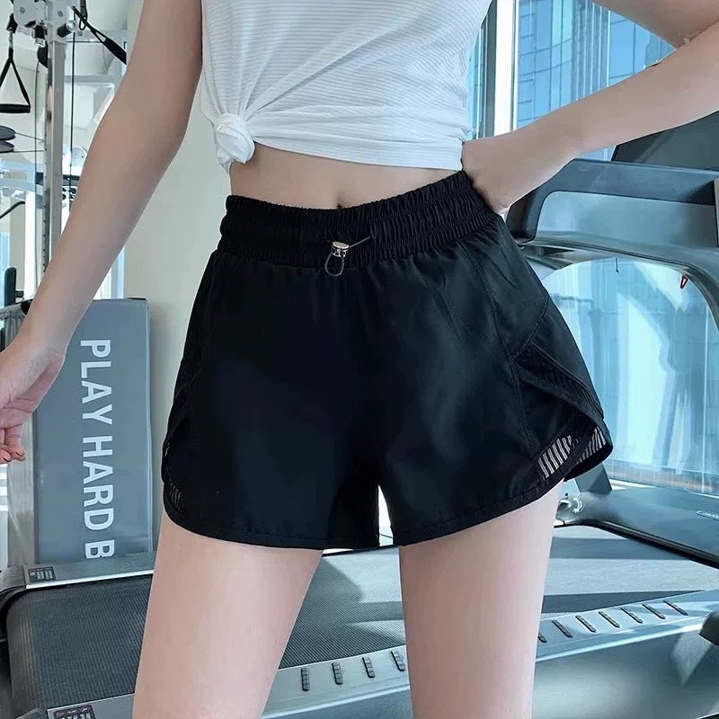 Anti-Glare Pilates Yoga Shorts Women'S Fake Two-Piece Quick-Drying Loose Outdoor Leisure Running Fitness Sports Shorts - Image 5